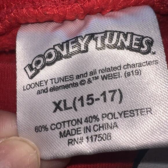 Looney Tunes Sweatshirt Youth Size XL 15-17 Red Wrap Around Graphic Pullover - Picture 5 of 14